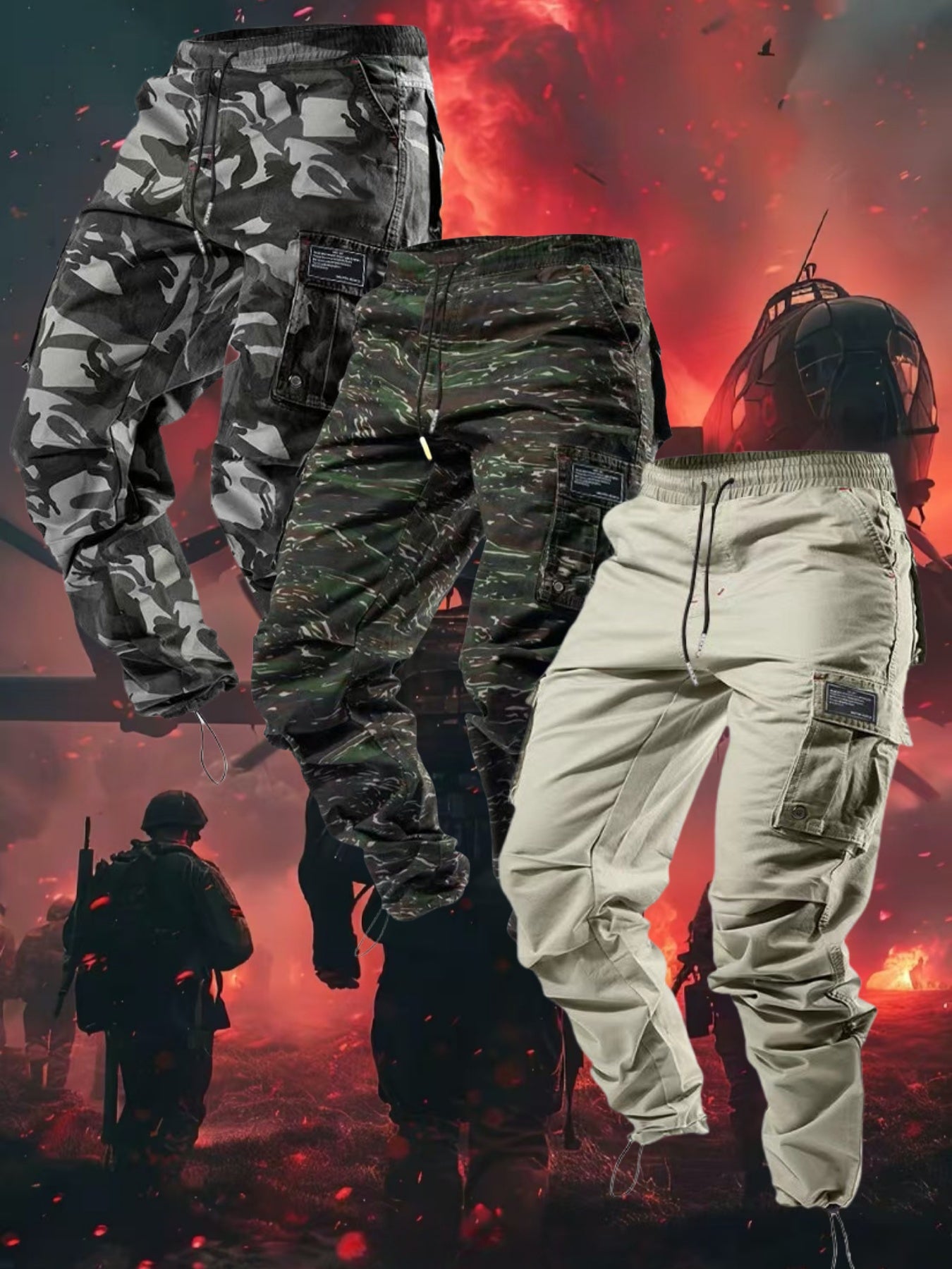 1/ 2/ 3/ 4-pack Men's high-performance tactical work pants