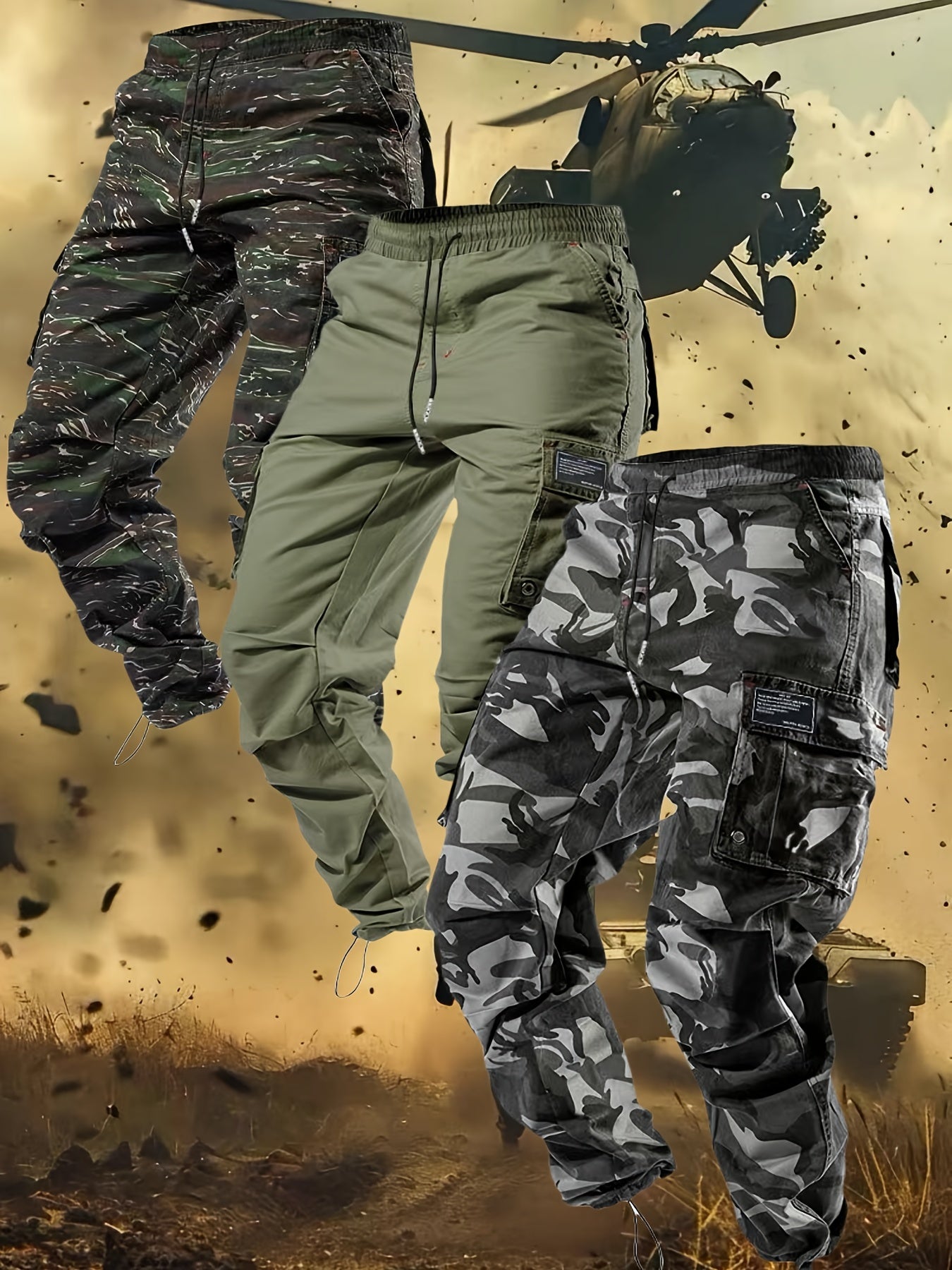 4pcs Men'S Tactical Cargo Pants Set