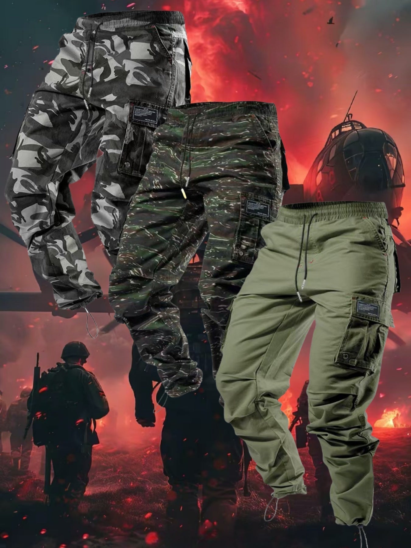 1/ 2/ 3/ 4-pack Men's high-performance tactical work pants