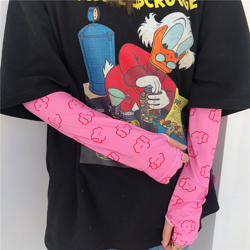 CUTE SMILE CLOUD ICE SILK SUN PROTECTION GLOVES BY52705