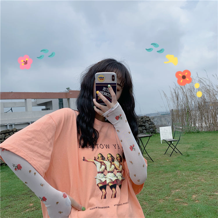 CUTE SUMMER ''FLOWER'' ICE-SILK SLEEVE GLOVES BY16002