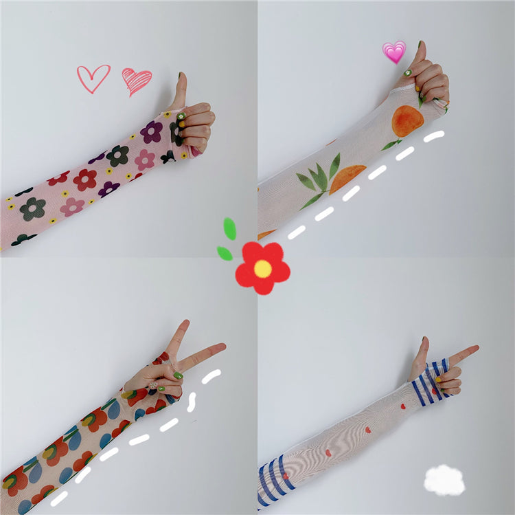 CUTE SUMMER ''FLOWER'' ICE-SILK SLEEVE GLOVES BY16002