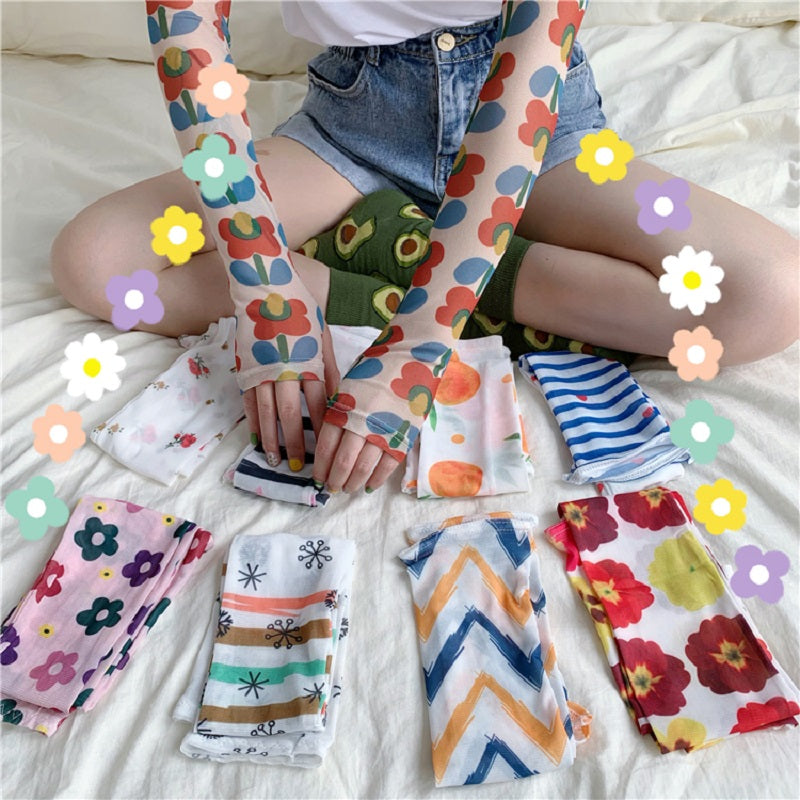 CUTE SUMMER ''FLOWER'' ICE-SILK SLEEVE GLOVES BY16002