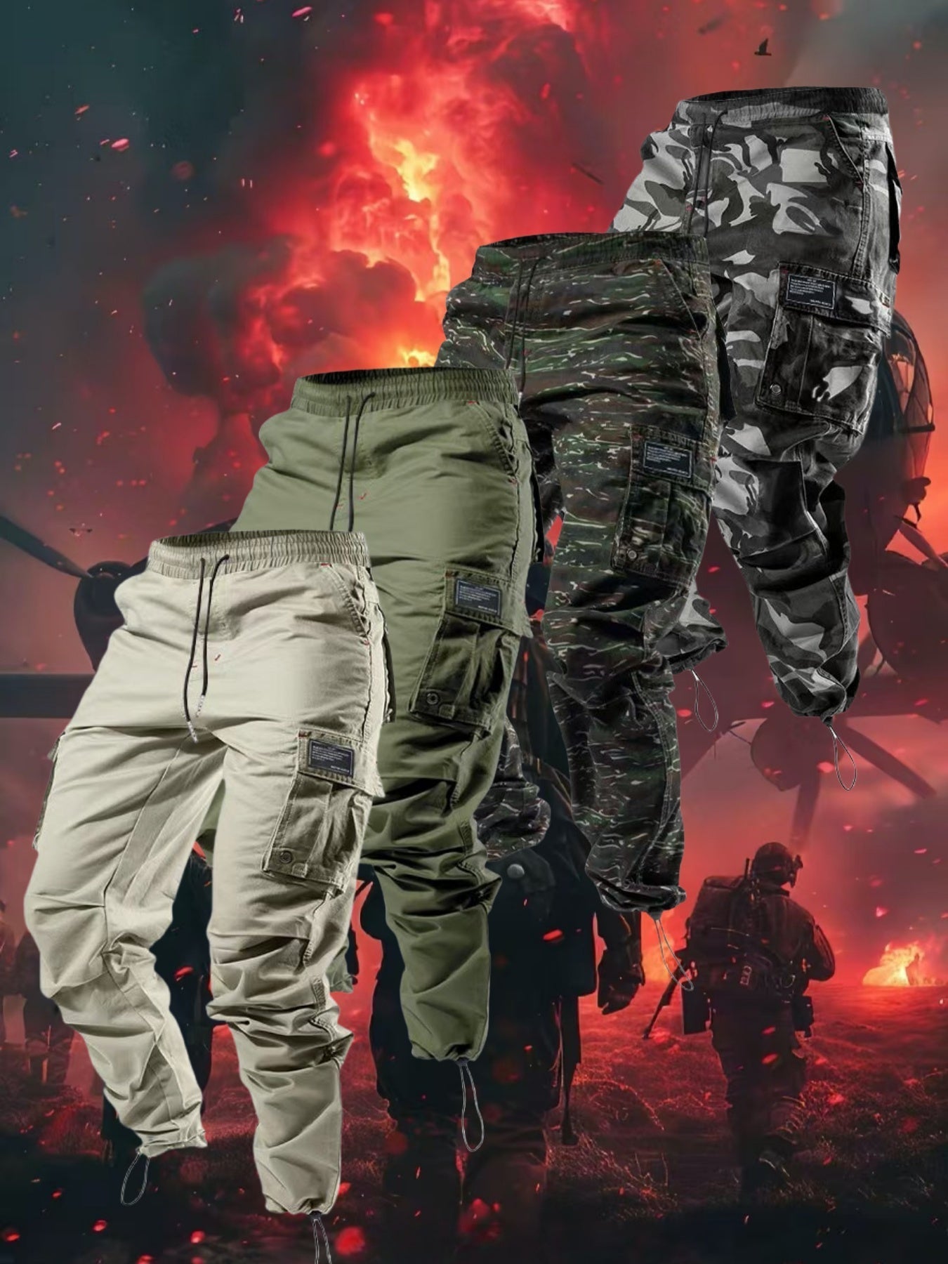 1/ 2/ 3/ 4-pack Men's high-performance tactical work pants