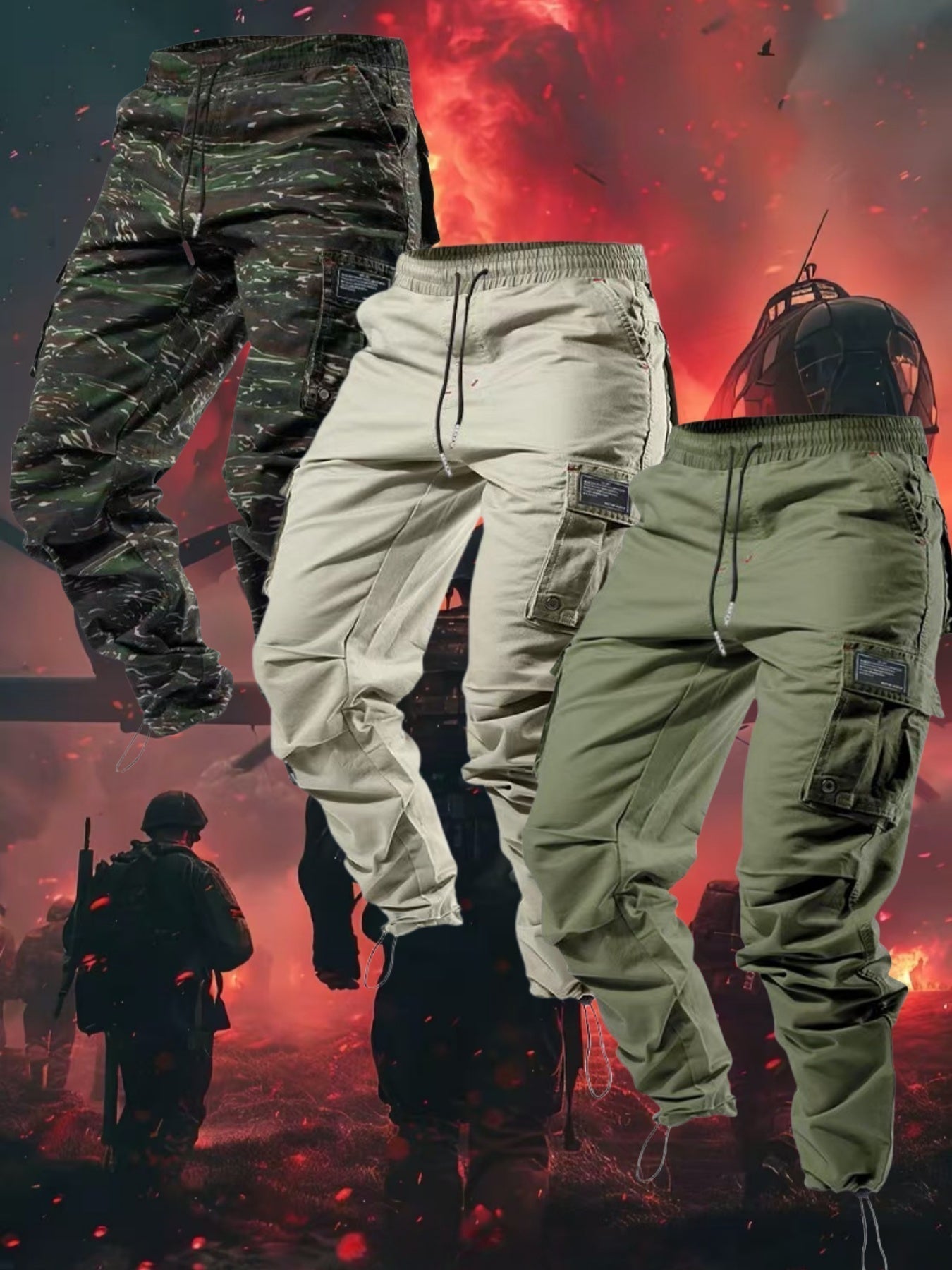 1/ 2/ 3/ 4-pack Men's high-performance tactical work pants