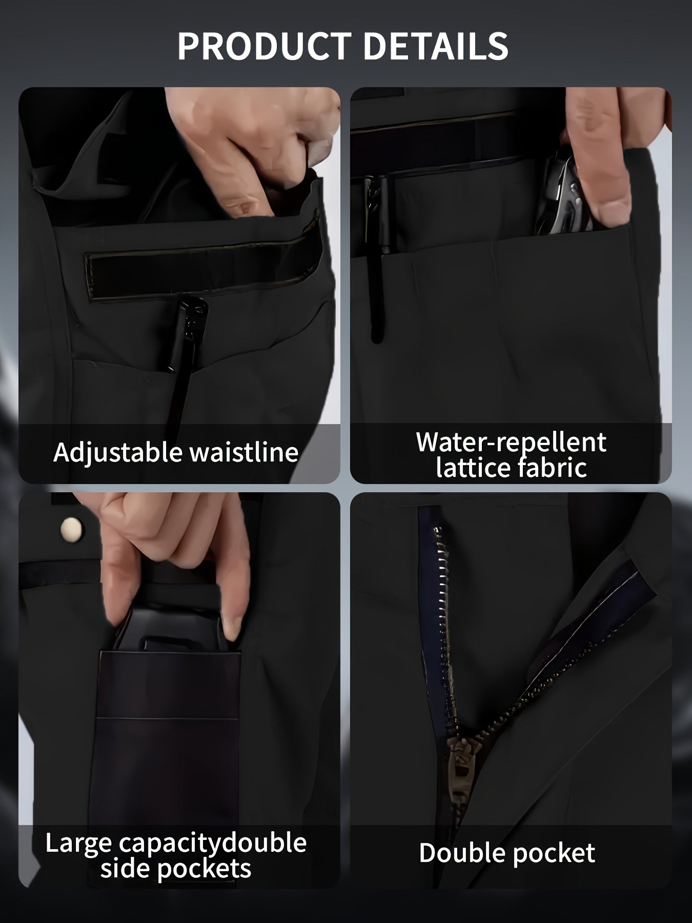 4 Pairs Men's Lightweight Work Pants