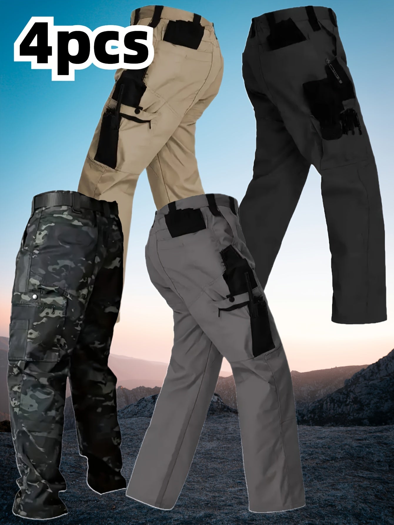 4 Pairs Men's Lightweight Work Pants