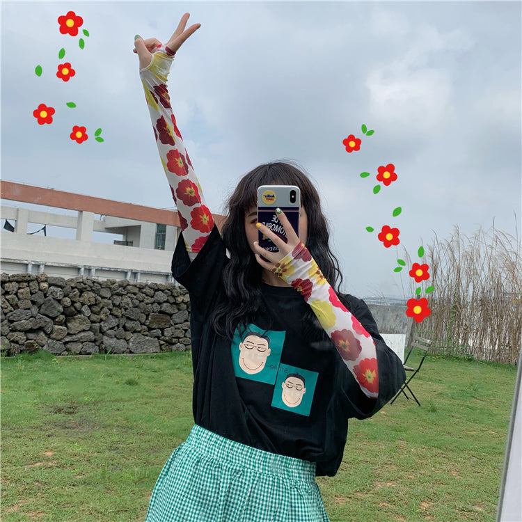 CUTE SUMMER ''FLOWER'' ICE-SILK SLEEVE GLOVES BY16002