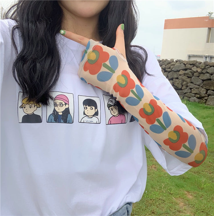 CUTE SUMMER ''FLOWER'' ICE-SILK SLEEVE GLOVES BY16002