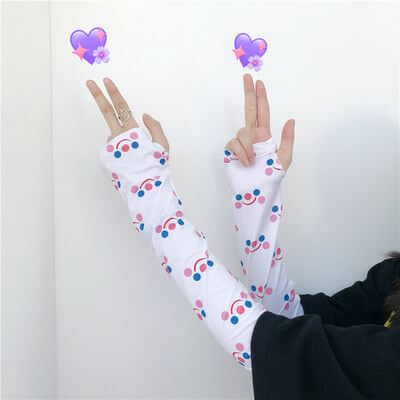 CUTE SMILE CLOUD ICE SILK SUN PROTECTION GLOVES BY52705